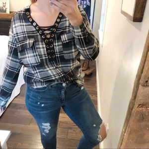Active USA small black buffalo check plaid flannel